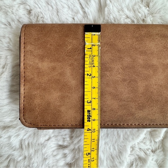 Joy Susan Brown Vegan Faux Leather Snap Wallet Wristlet Card Holder Tassel - Picture 12 of 12